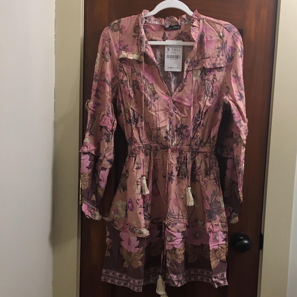 Lance Cade Pink Floral Long Sleeve Boho Dress NWT - Picture 2 of 5